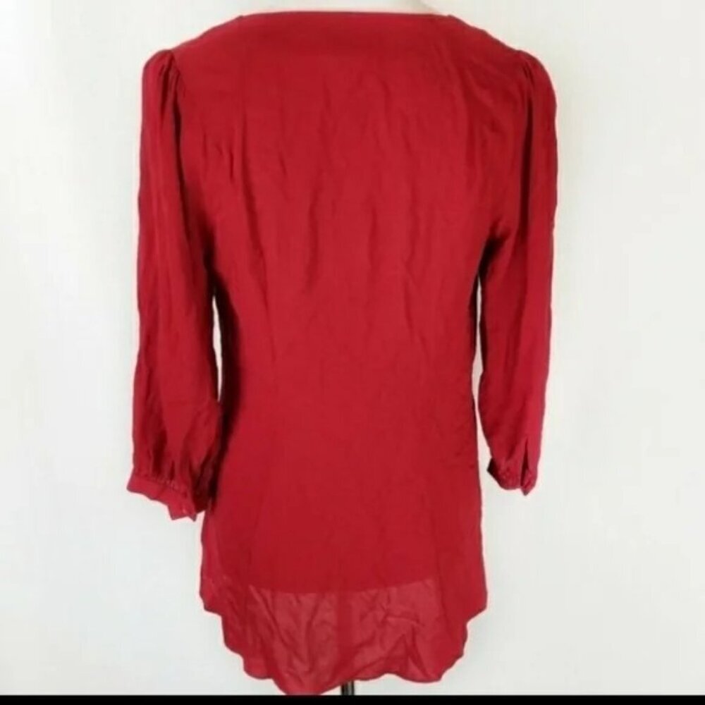 Anthropologie Vanessa Virginia Red Button Down Tunic - Picture 3 of 7
